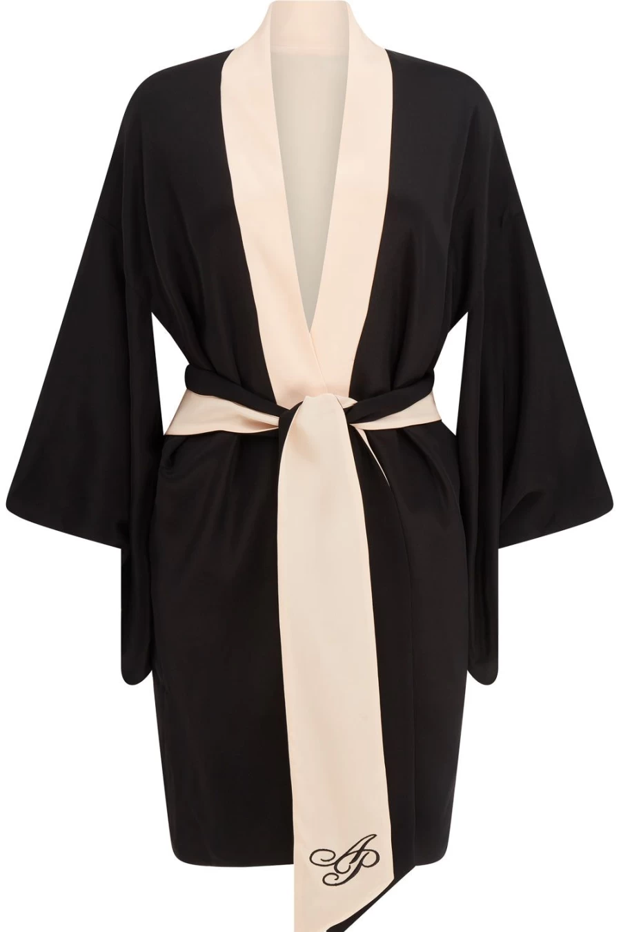 Agent Provocateur Black Pink Silk Kimono Robe - Women's Size M-L (UK 14-18) Luxury Lingerie Cover Up