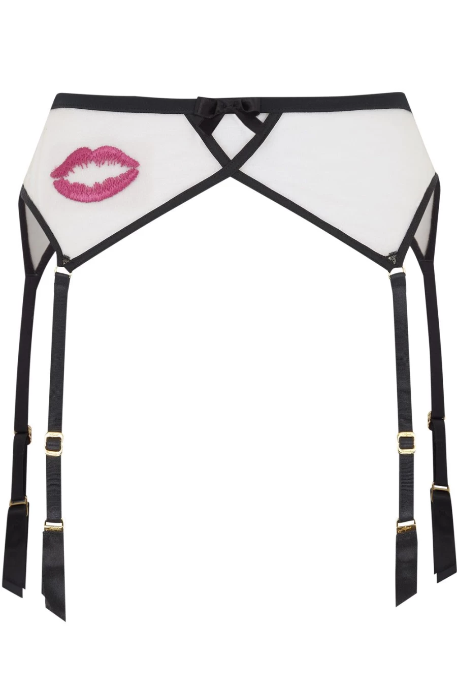 Agent Provocateur Lotie Suspender - Black, Pink & Sand Luxury Lingerie Garter Belt