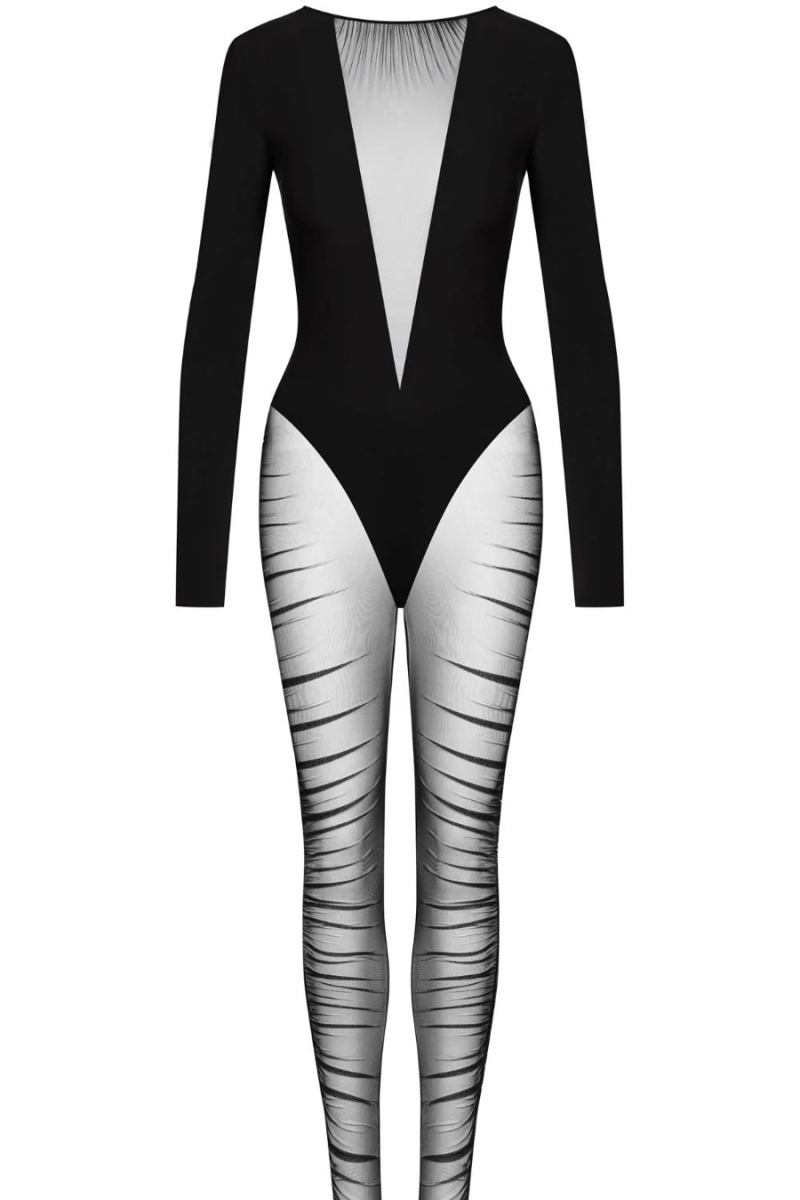 Maison Close Black Nuit Fauve Long Sleeve Catsuit - Elegant Bodysuit for Women