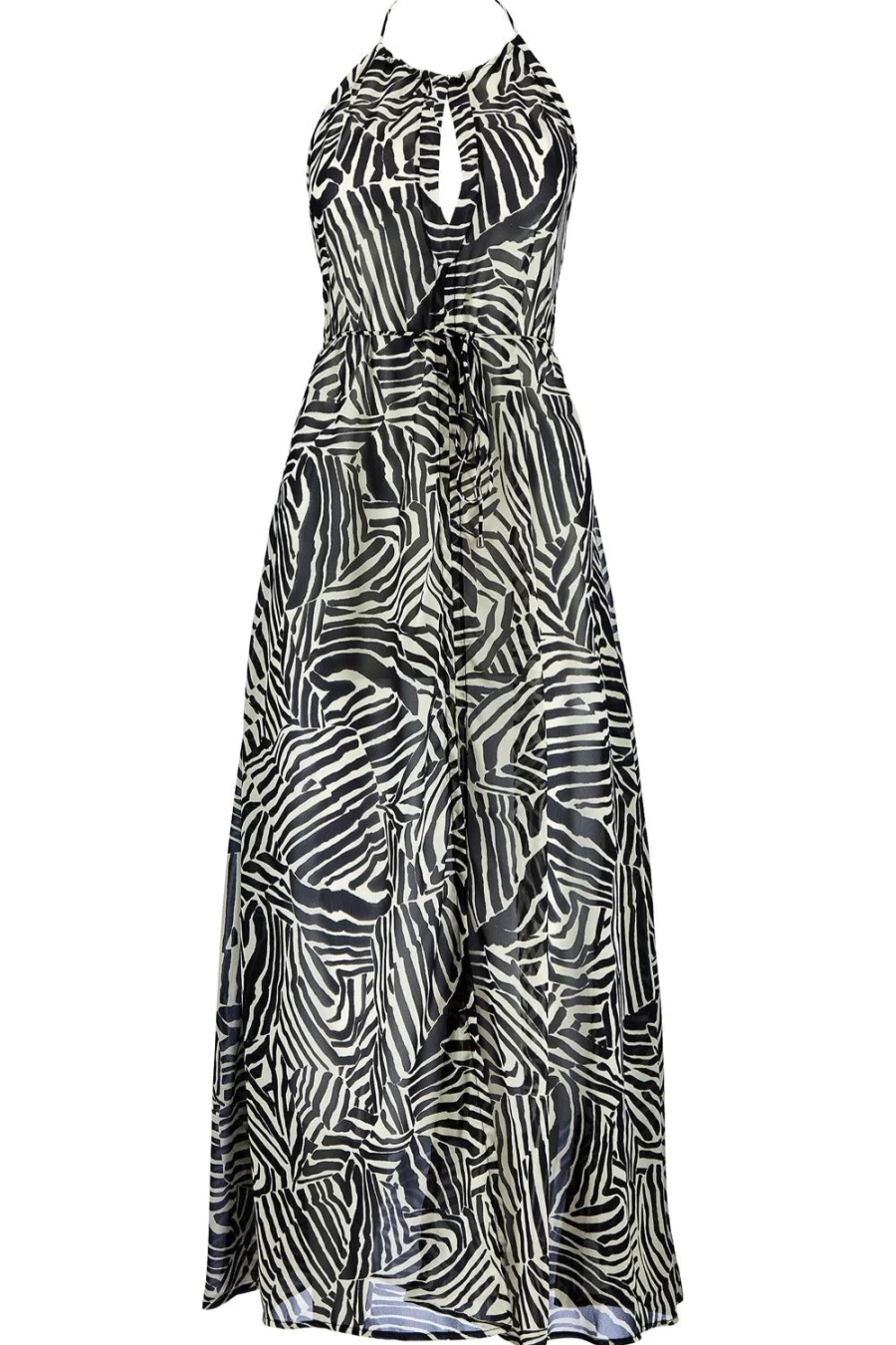 Aubade Zebra Print Sunset Cocktail Halterneck Maxi Dress for Beach