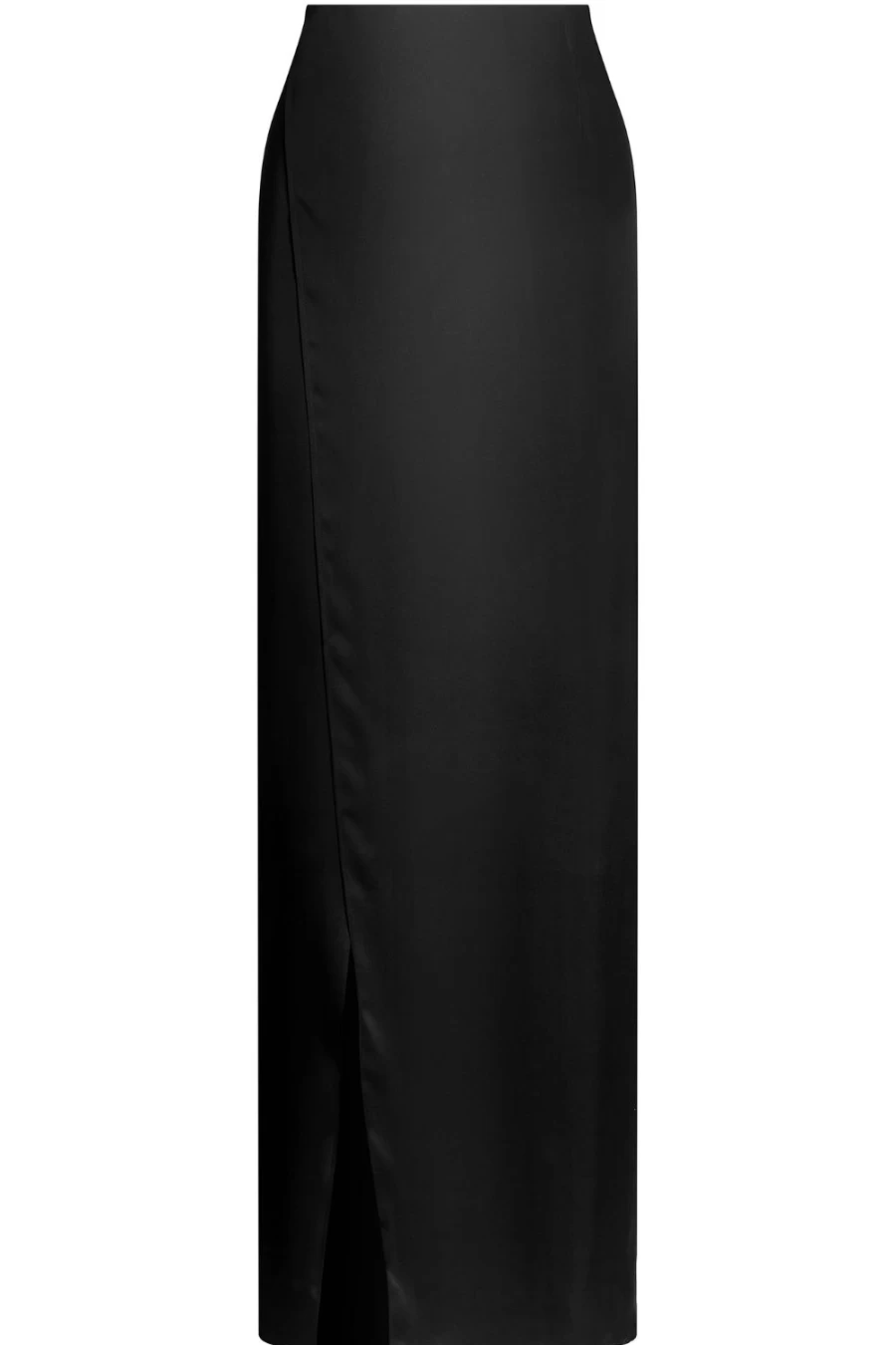 Maison Close Black Satin Long Wrap Skirt - Elegant High Waist Maxi Skirt for Women