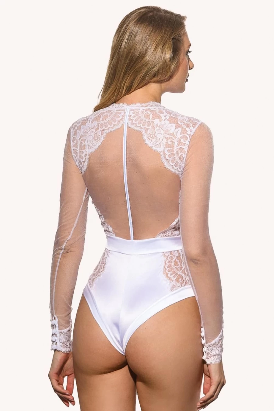 Prelude Marlene White Brazilian Body Swimsuit with Swarovski Crystals