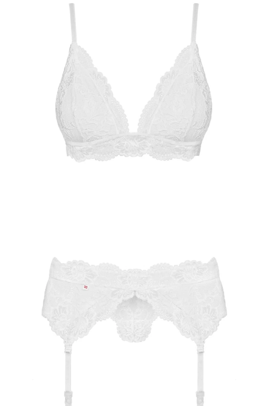 Obsessive White 810 Lace Bra, Thong & Garter Belt Set | Women's Lingerie