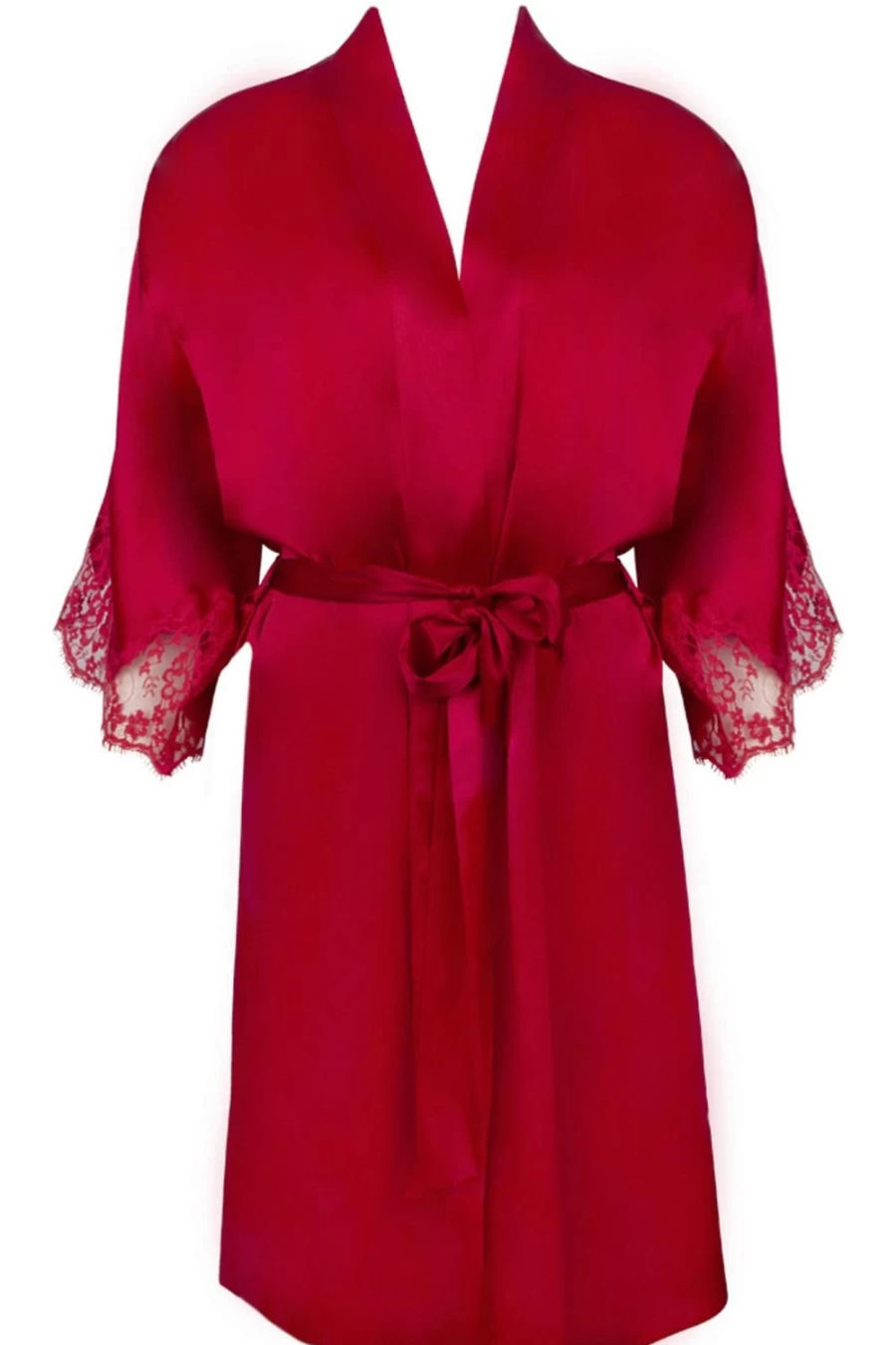 Lise Charmel Splendeur Soie Mid-Length Robe in Rouge - Luxurious Silk Dress