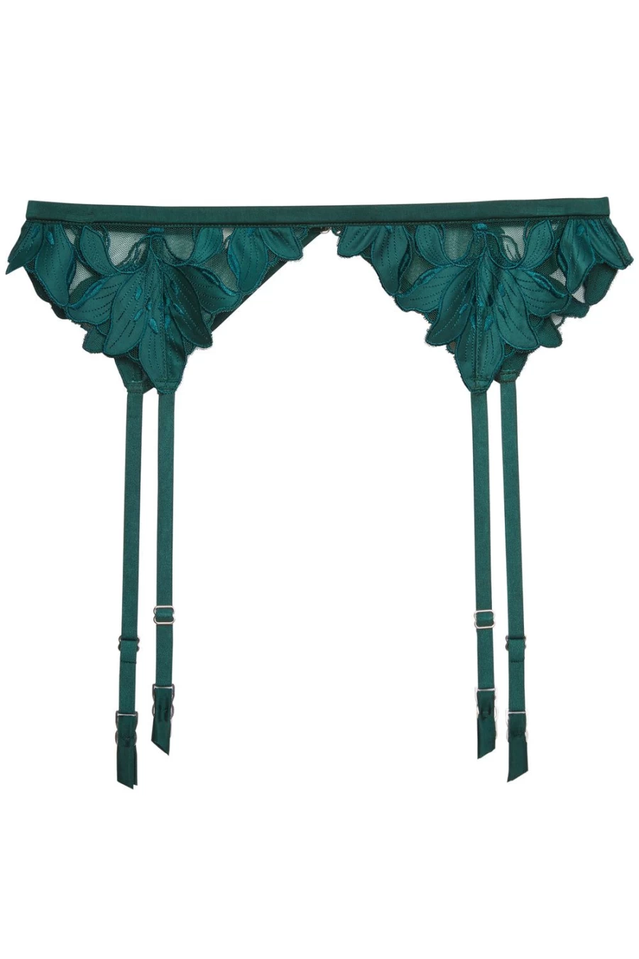 Fleur Du Mal Evergreen Lily Embroidery Suspenders for Women Luxury Lingerie Accessories