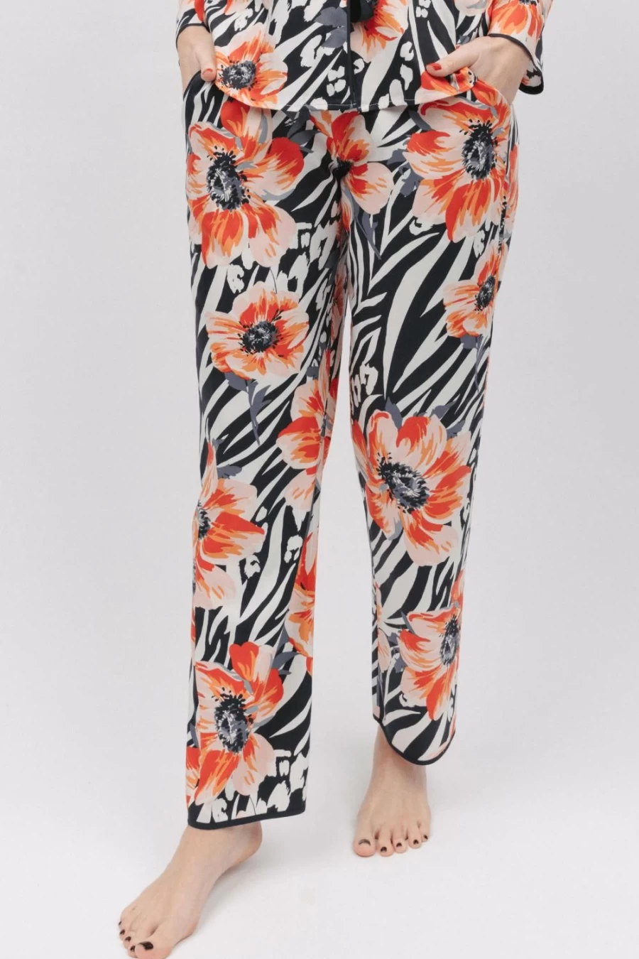 Cyberjammies Nicole Charcoal Mix Floral Print Animal Pyjama Pants for Women