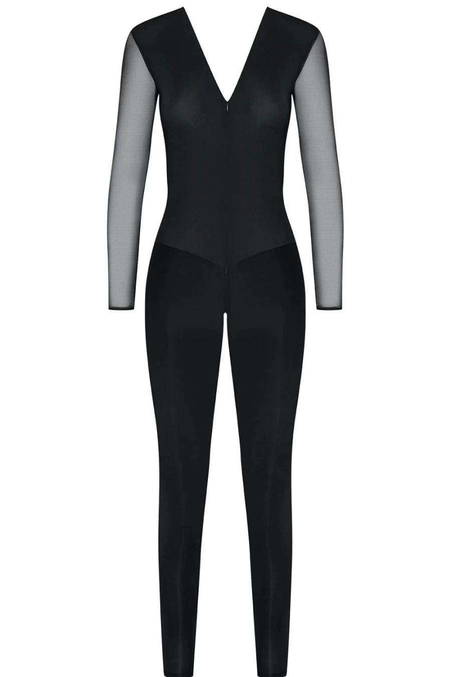 Maison Close Black Pure Tentation Long Sleeve Catsuit - Elegant Bodysuit for Women