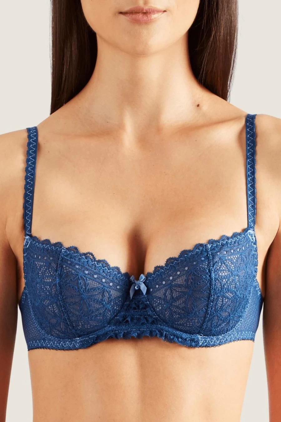 Aubade L'Odalisque Underwired Half Cup Bra in Blue Gentiane - 30DD