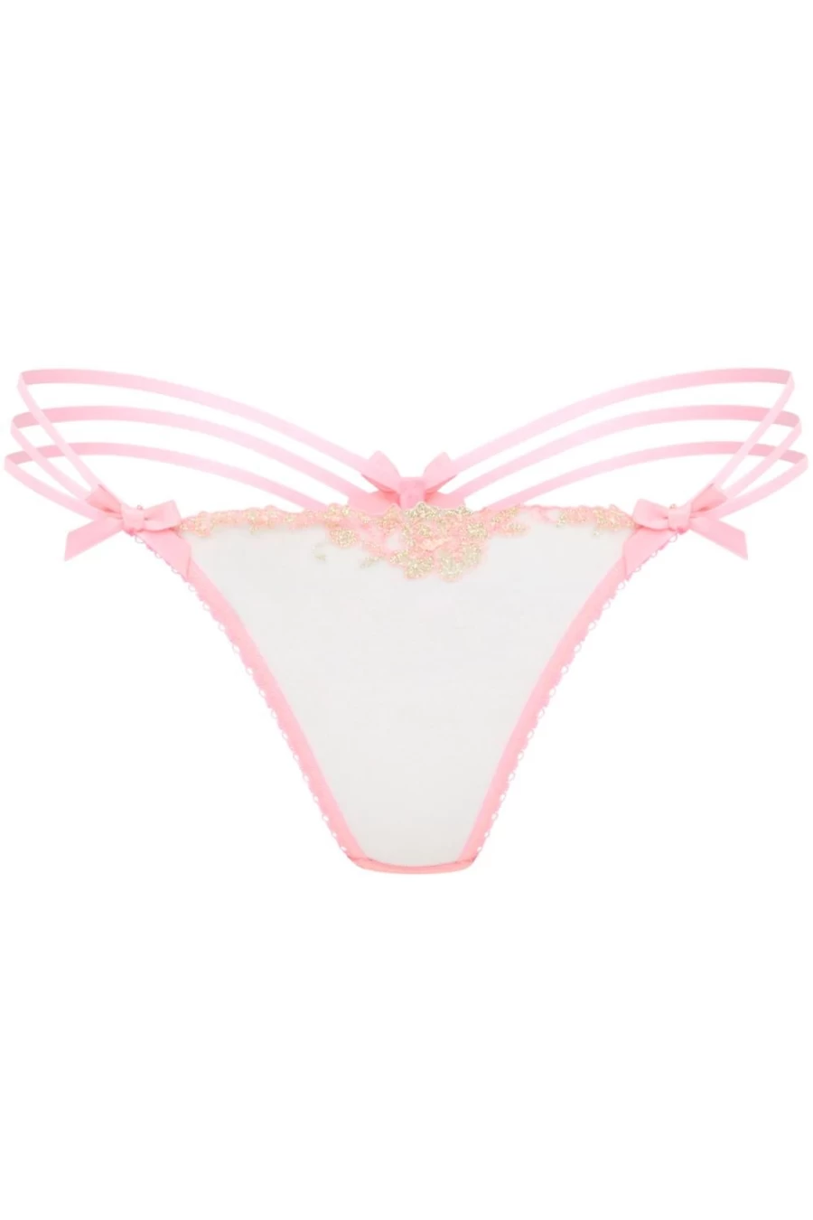Agent Provocateur Tessy Thong Lingerie in Pink & Sand | Sexy Women's Underwear