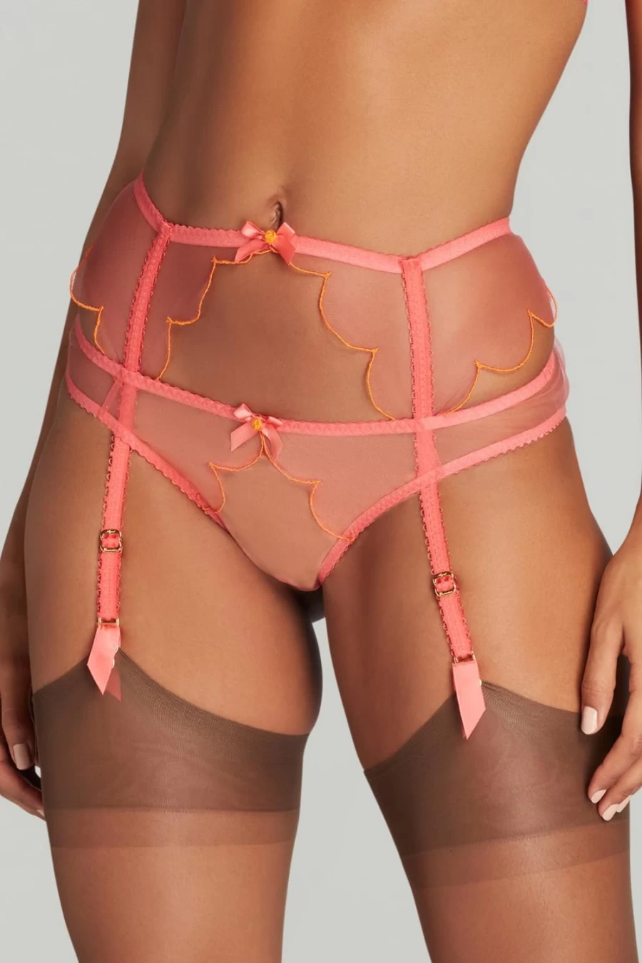 Agent Provocateur Lorna Suspender in Coral/Orange - Luxury Lingerie Garter Belt