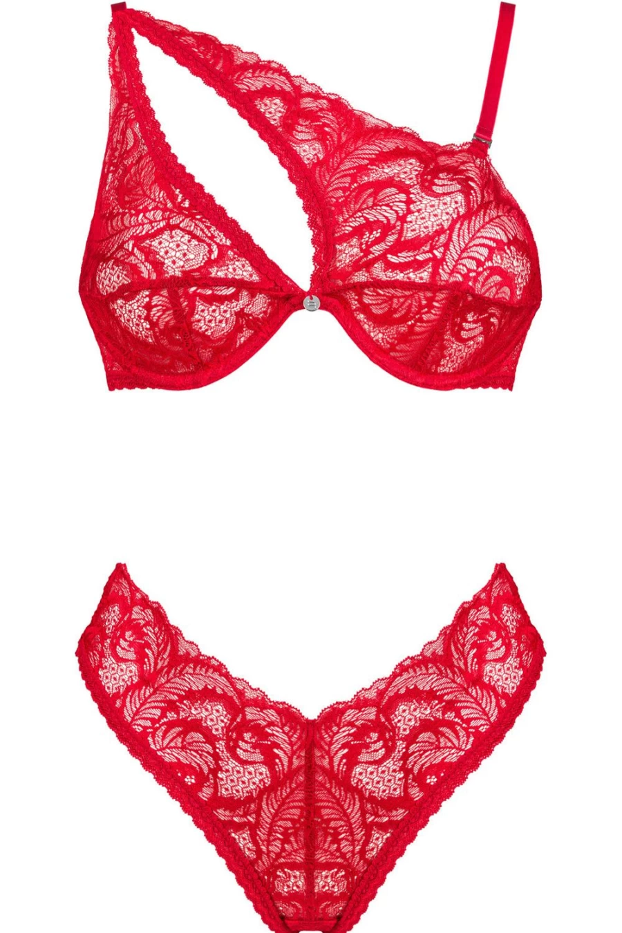 Obsessive Red Atenica Lace Bra and Brief Set - Women's Sexy Lingerie