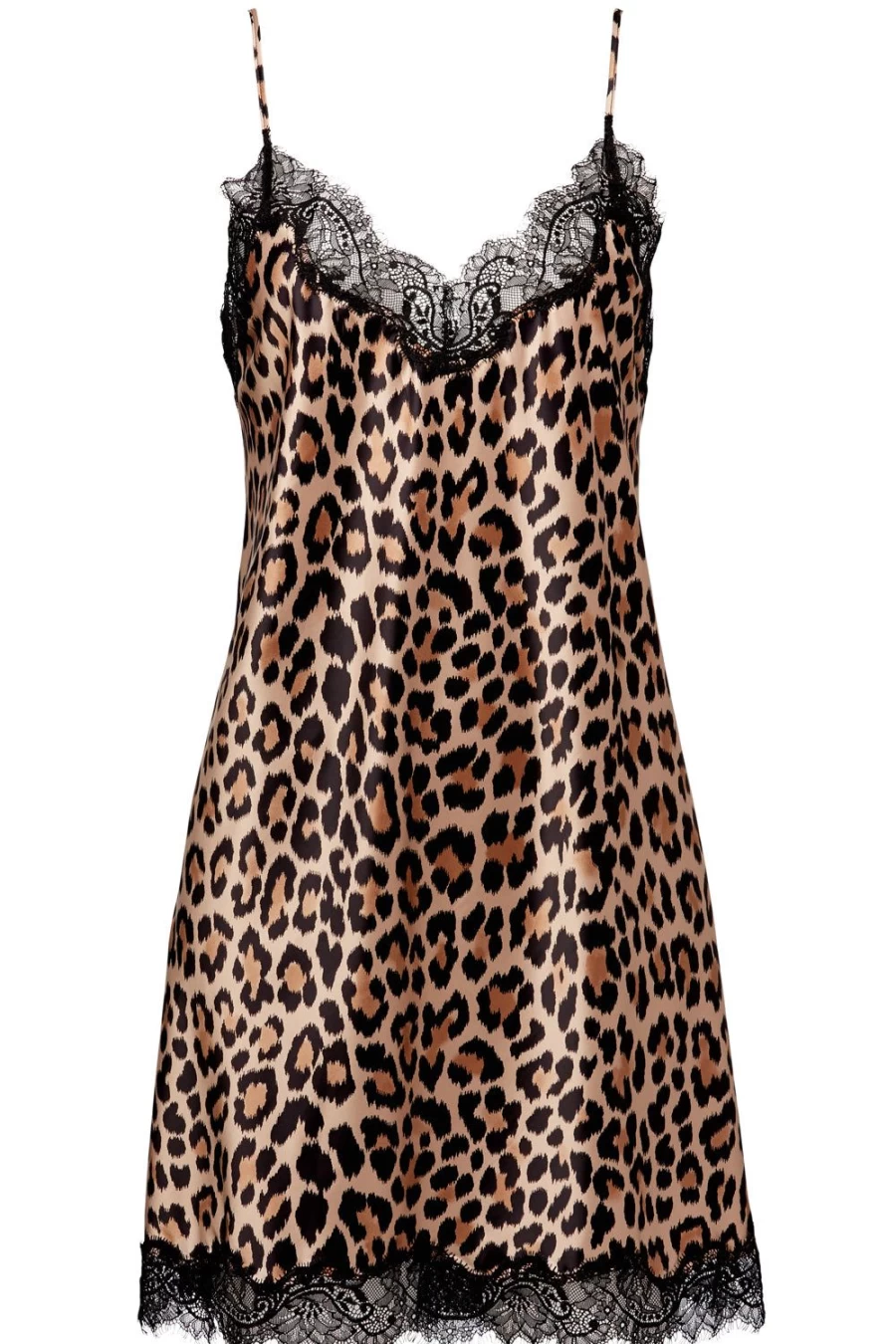 Sainted Sisters Scarlett Silk Chemise - Animal Print & Black Lingerie Nightgown