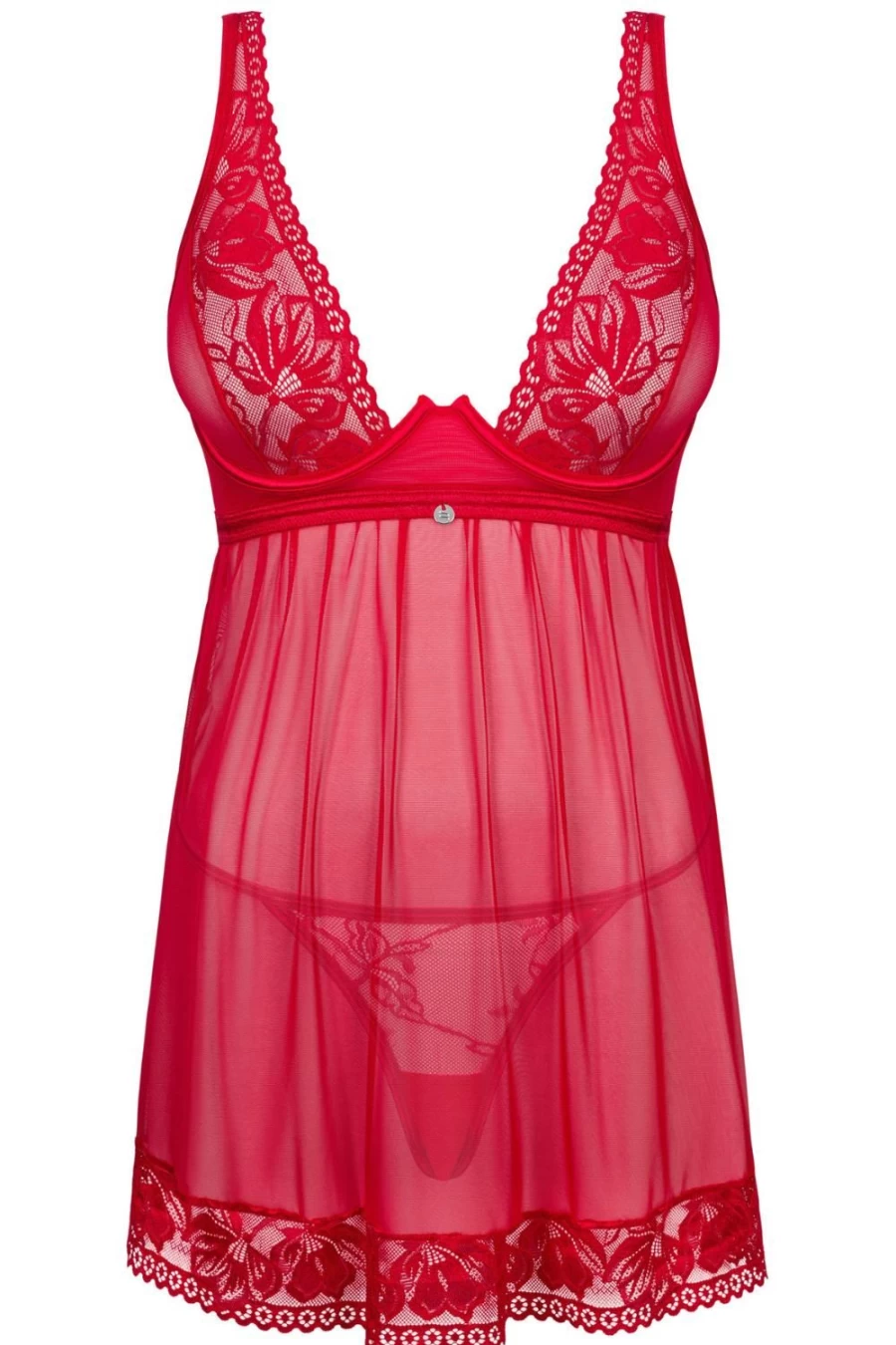 Obsessive Red Lace Babydoll & Thong Set - Sexy Lingerie Two-Piece