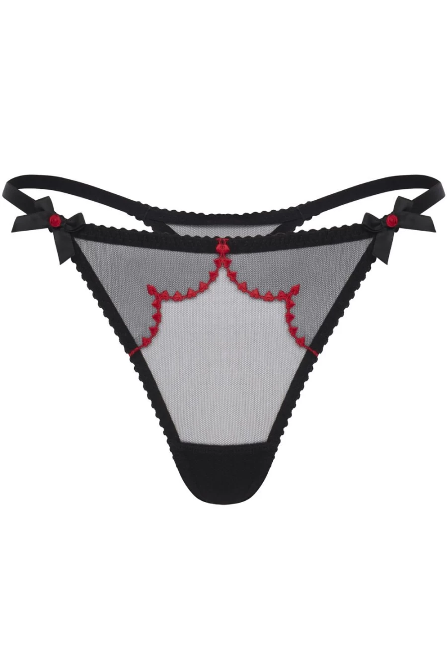 Agent Provocateur Lorna Heart Thong Lingerie - Black & Red Seductive Underwear