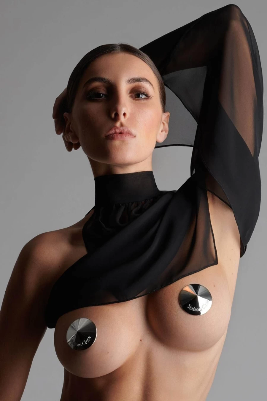 "Maison Close Silver Metal Pasties - Elegant Body Jewelry for Adults"