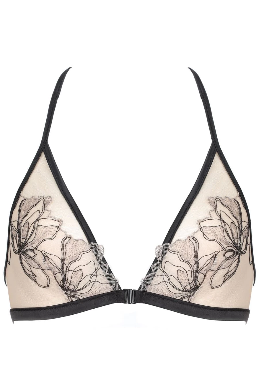 Prelude Greta Triangle Bra - Nude & Black Lace Bralette for Women