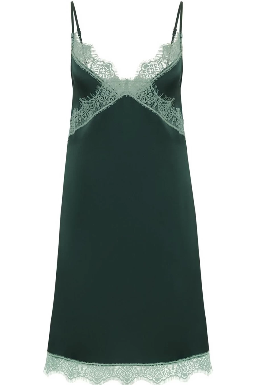Simone Pérèle Satin Secrets Nightdress in Kolsai Green - Luxurious Women's Sleepwear