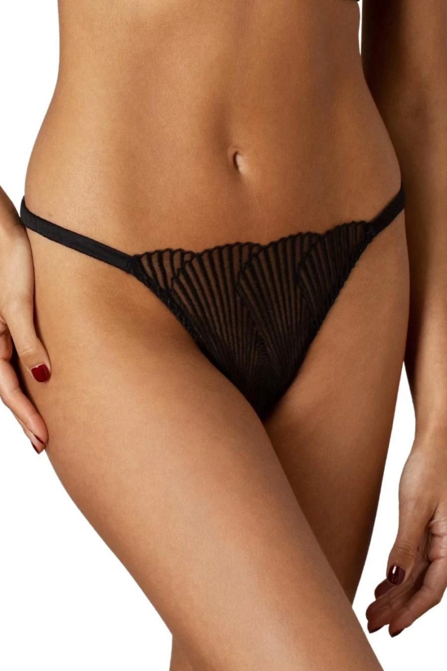 Coco de Mer Athena Black Open Thong - Luxury Lingerie