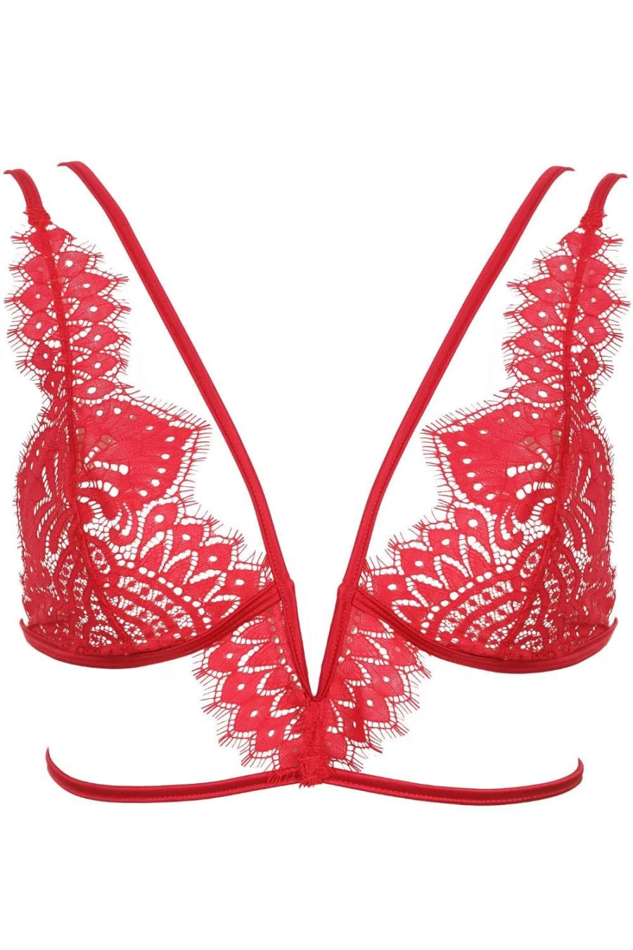 Prelude Red Triangle Bra - UK 32B Lace Bralette, The Black Swan Style