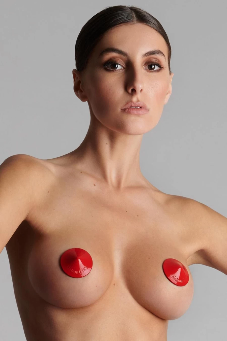 "Maison Close Glossy Red Patent Leather Pasties – Elegant & Bold Adult Accessory"