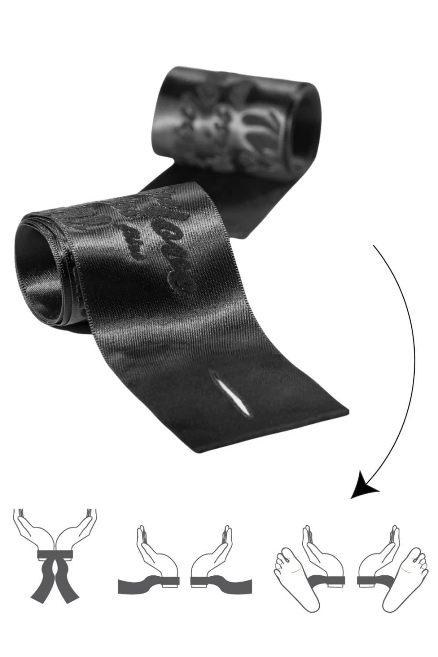 "Bijoux Indiscrets Black Silky Restraints - Velvet Print Luxury Bondage Gear"