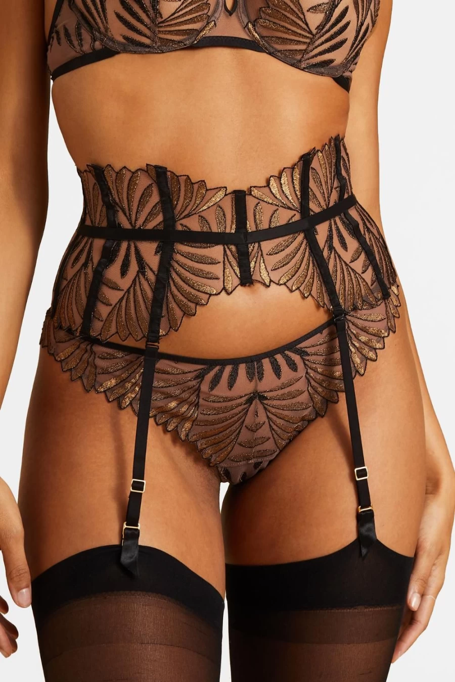 Aubade Golden Leaves Waist Cincher - Elegant Corset Inspired by Iris Van Herpen Sensory Illusion