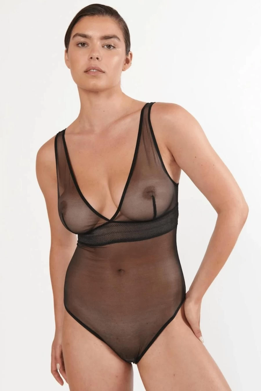 Else Black Bare Soft Cup Bodysuit - Comfortable Seamless Lingerie Bodysuit