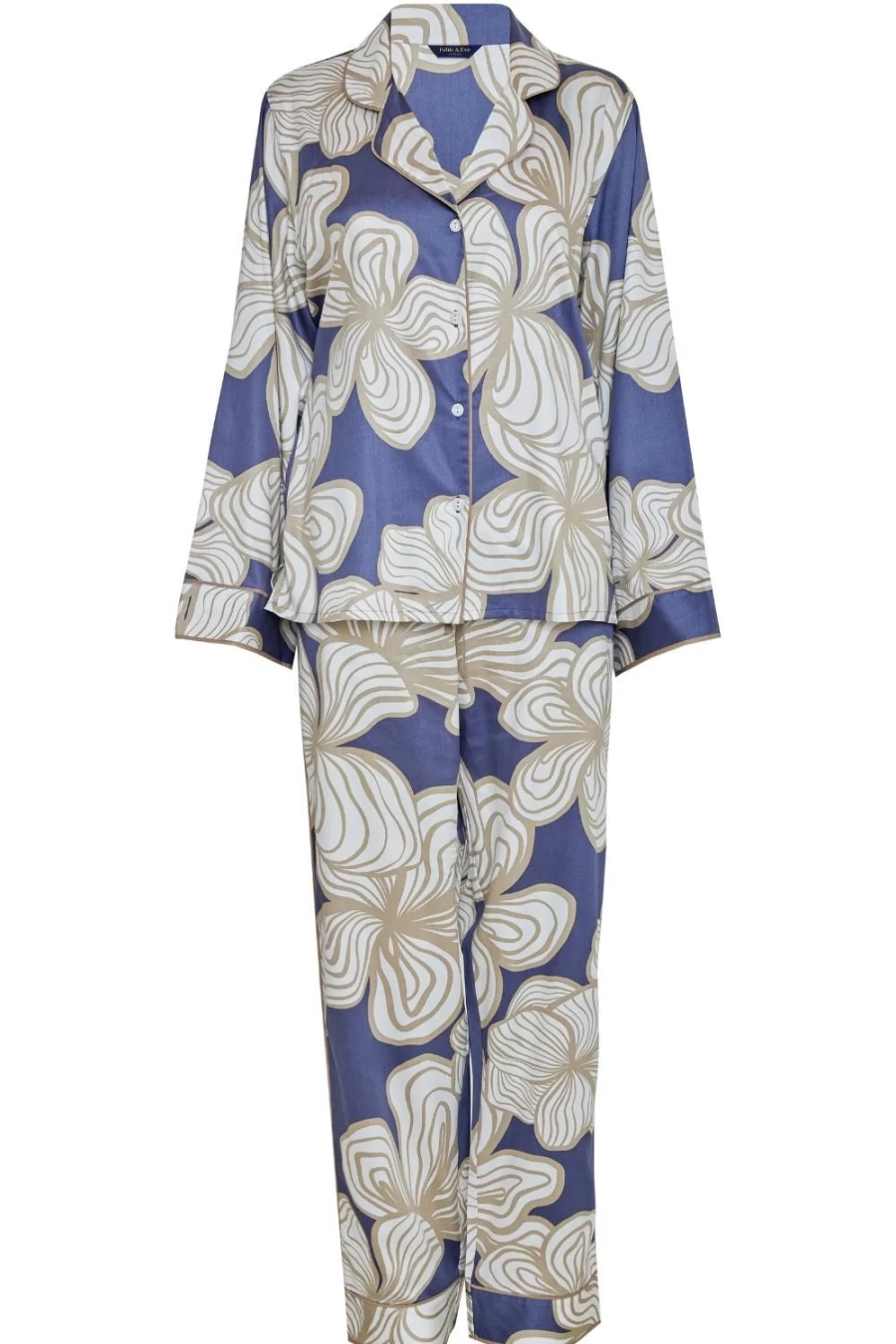 Fable & Eve Slate Blue Floral Print Pyjama Set - Hyde Park Inspired Sleepwear