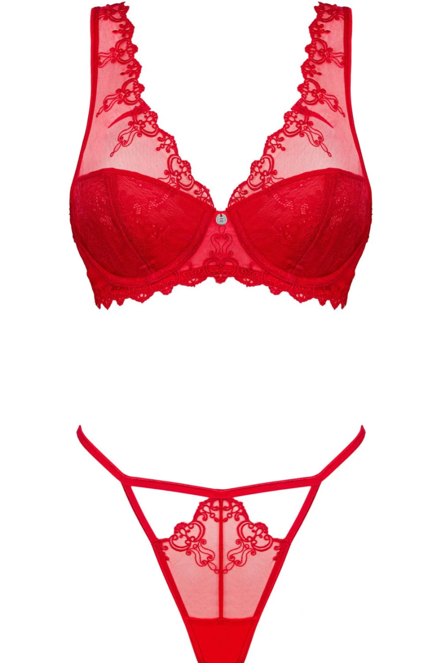 Obsessive Red Lace Underwire Bra and Brief Set - Lonesia Collection