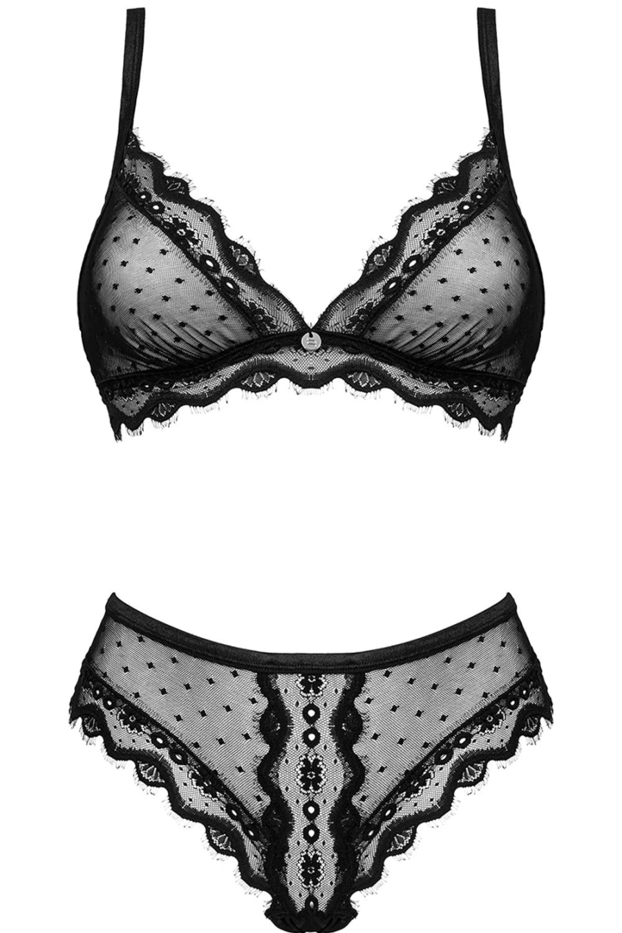 Obsessive Black Marrbel Lace Bra and Brief Set - Women's Elegant Underwear