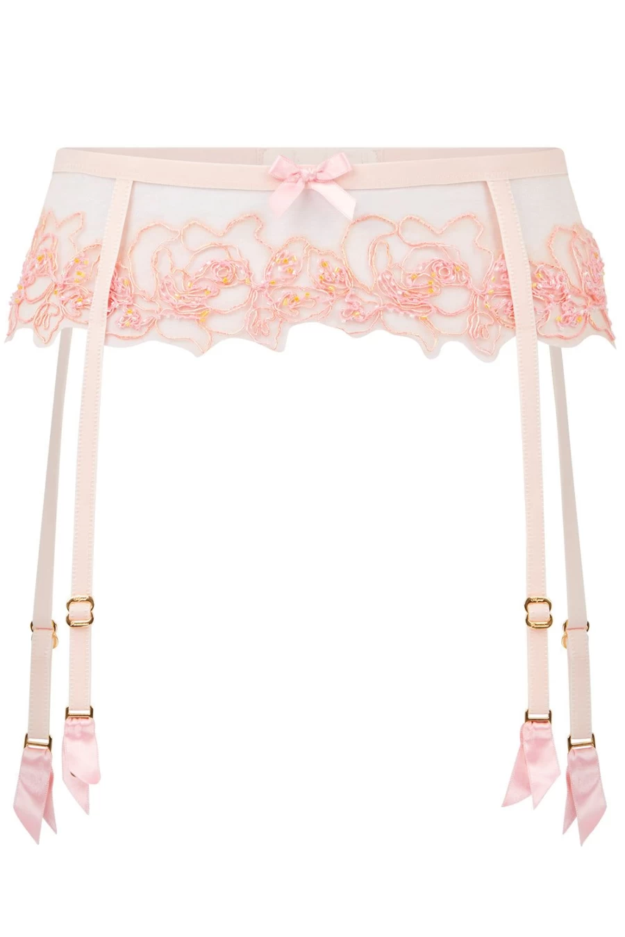 Agent Provocateur Lindie Suspender in Baby Pink & Orange, Size 4 (UK 12) - Lingerie & Hosiery