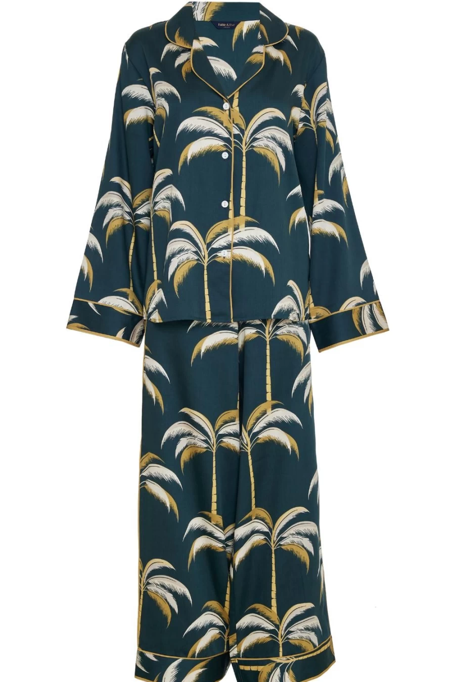 Fable & Eve Emerald Green Palm Print Pyjama Set - Women's Luxury Pajamas
