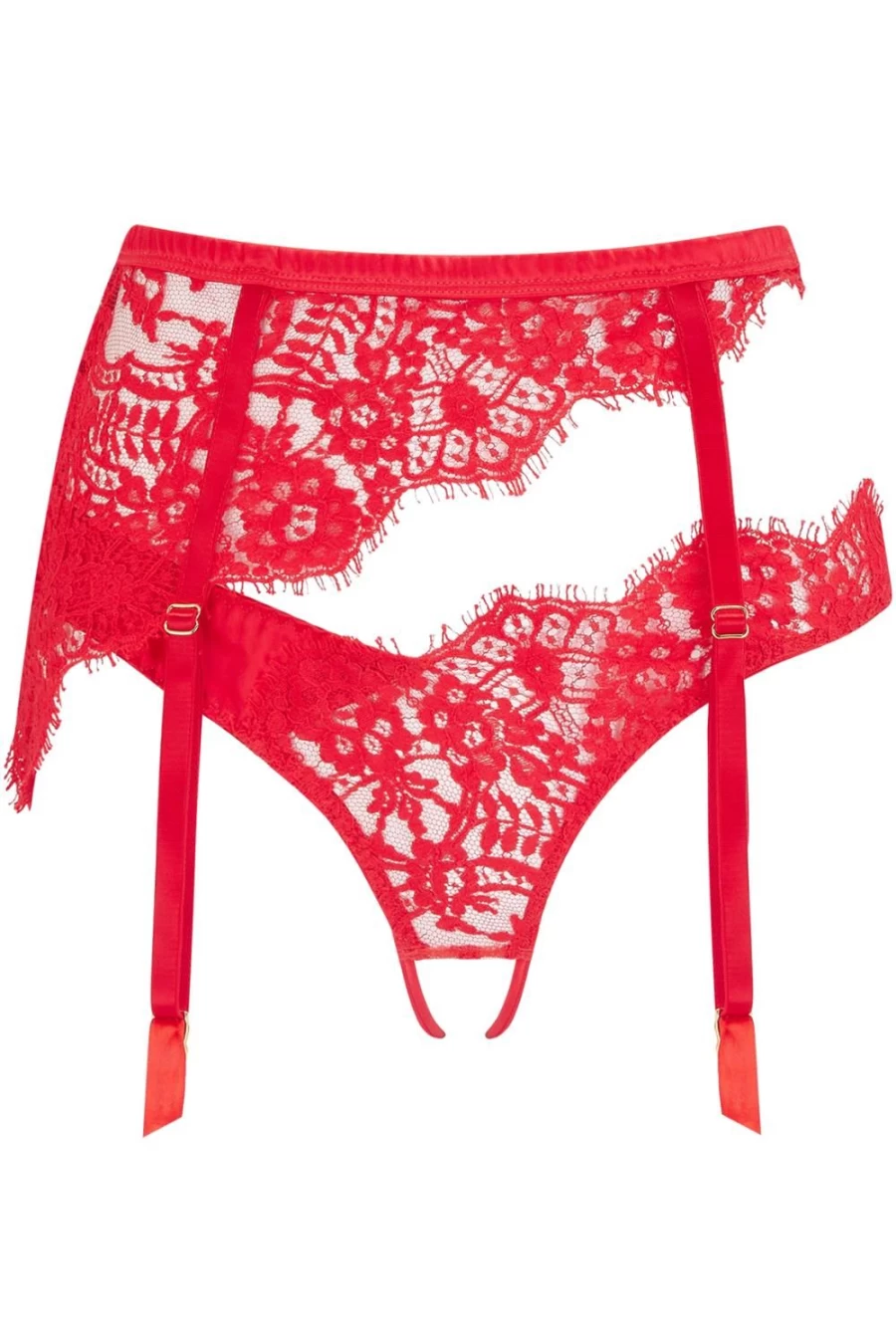 Coco de Mer Red Marella Open Suspender Knicker Lingerie