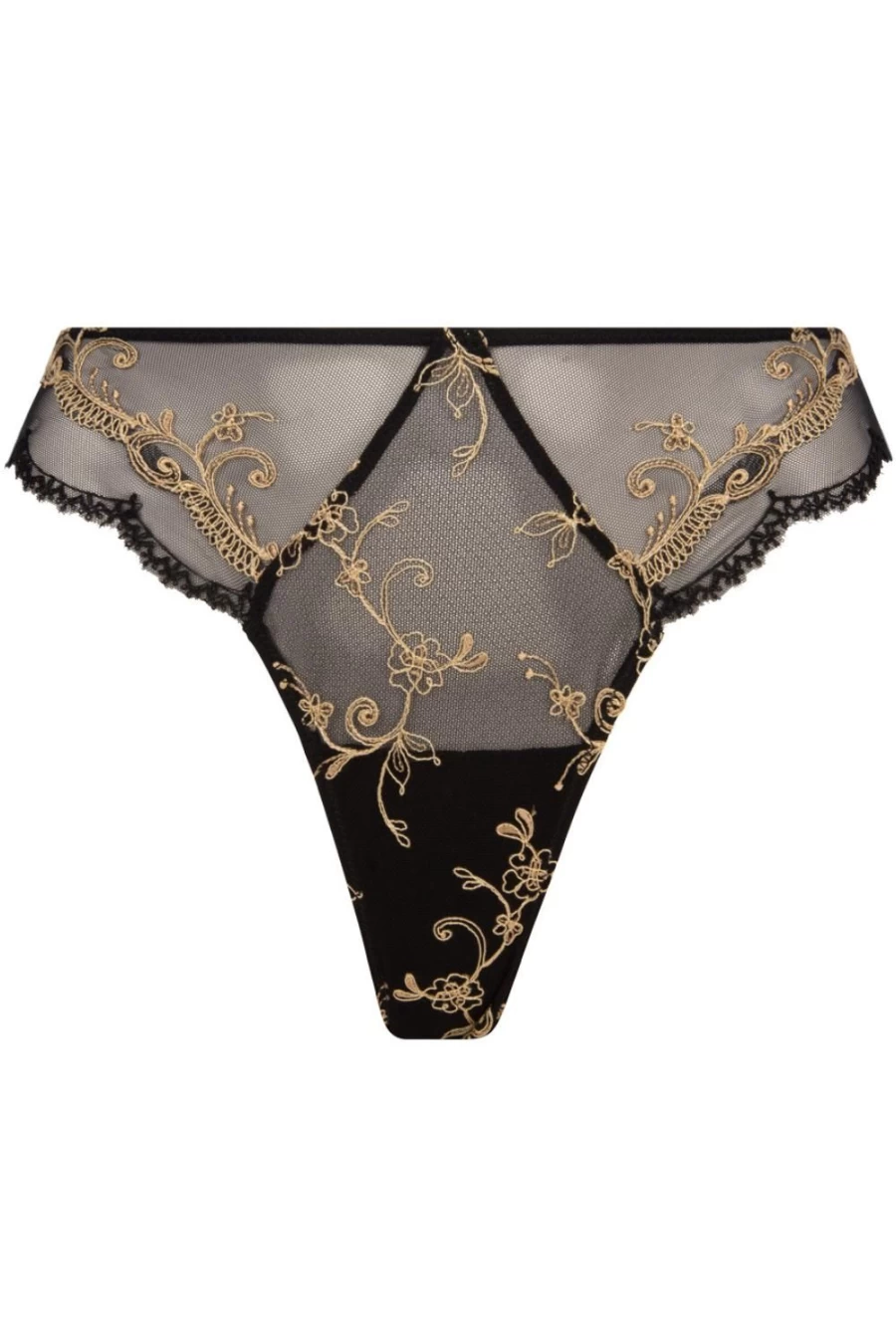 Lise Charmel Deesse En Glam Italian Brief Lingerie in Black & Gold