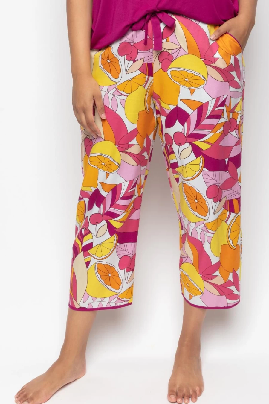 Cyberjammies Multi Color Fruit Print Cropped Pyjama Pants for Women