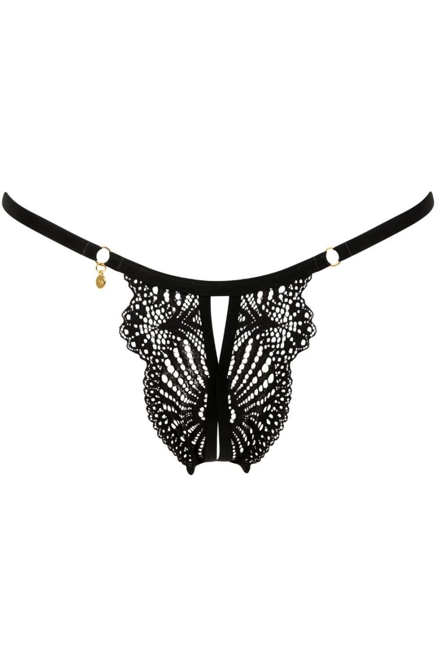 Atelier Amour Black Crotchless Mini Thong - Enlace Moi Style Sensual Lingerie