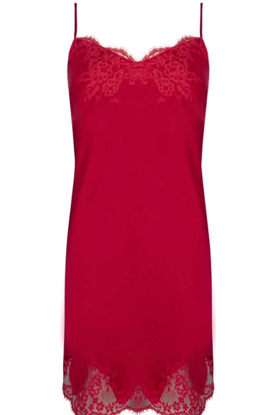 Lise Charmel Splendeur Soie Night Dress in Rouge - Luxurious Silk Sleepwear for Women