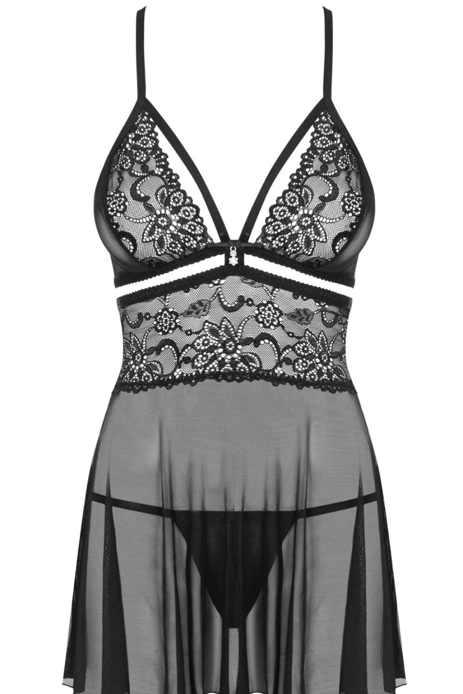 Obsessive Black Babydoll Lingerie Set with Thong - Sexy Women's Nightwear