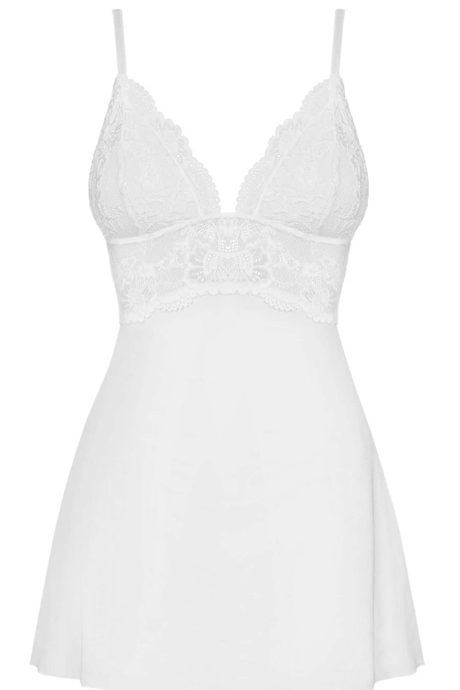 Obsessive White 810 Babydoll Lingerie Set with Thong