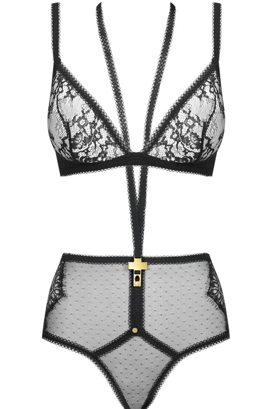 Maison Close Divine Triangle Bra & Harness Brief Set - Luxury Lingerie Inspiration